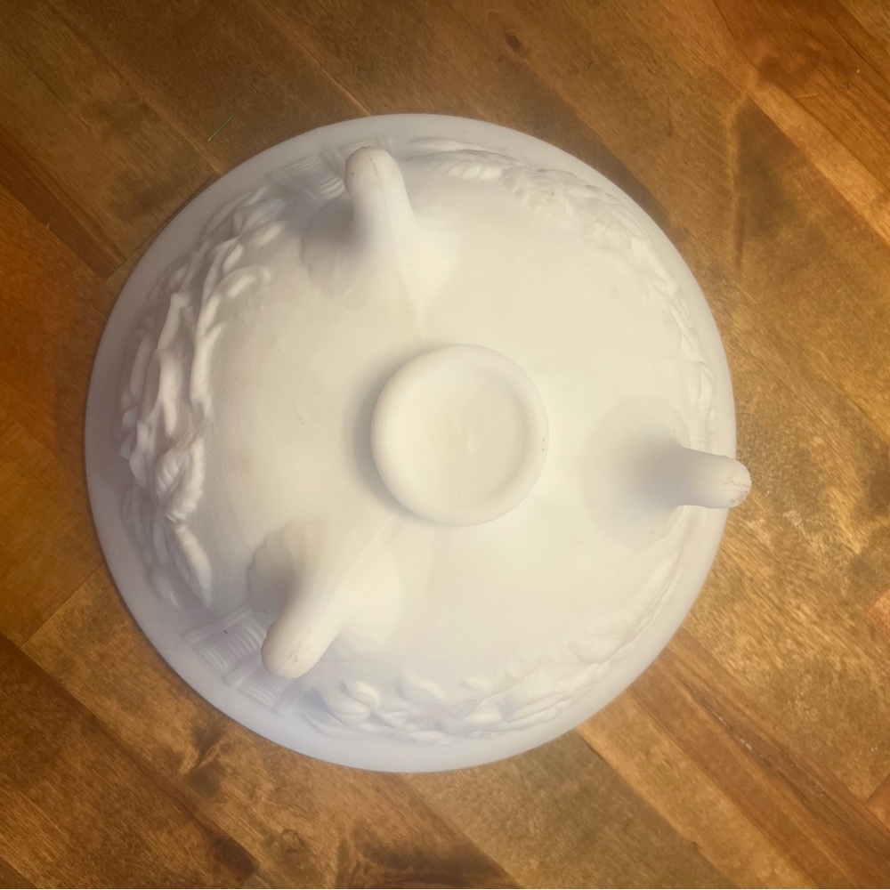 Imperial Milk Glass Rose 3-Toed Footed Bowl - Picture 3 of 5